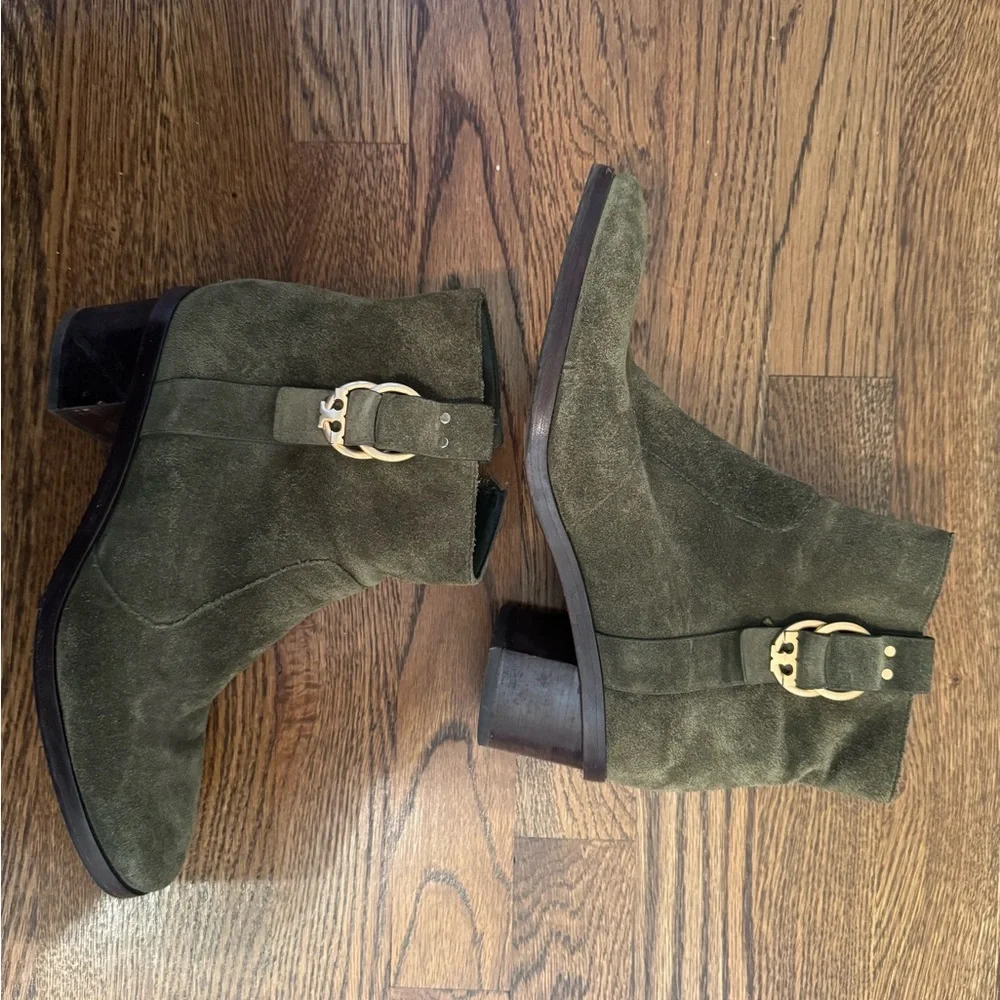Tory Burch Olive Suede Ankle Boots - Picture 4 of 5
